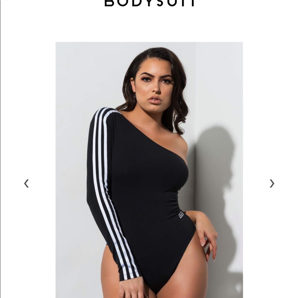 Adidas 3 Stripe One Shoulder Bodysuit—Size XS